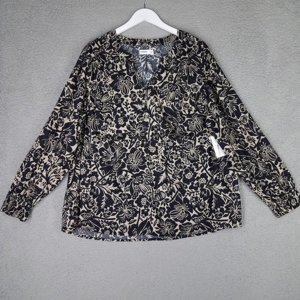 NEW Sonoma Blouse Women's 2X Floral Peasant Casual Office Travel Lightweight